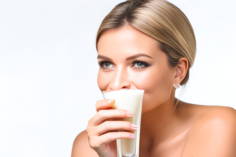 プロテインを飲む女性